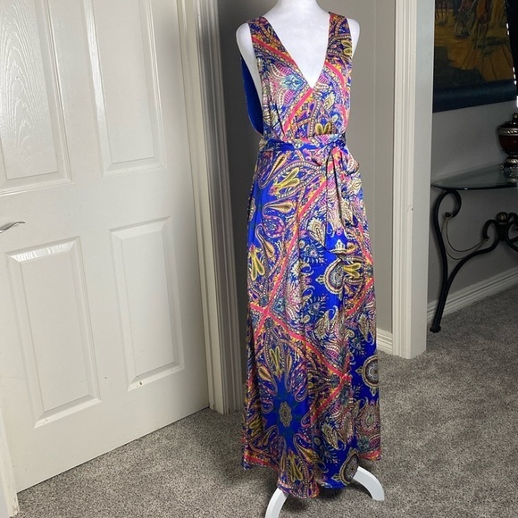 Forever 21 Juniors Blue sleeveless long maxi dress size M - Picture 3 of 14